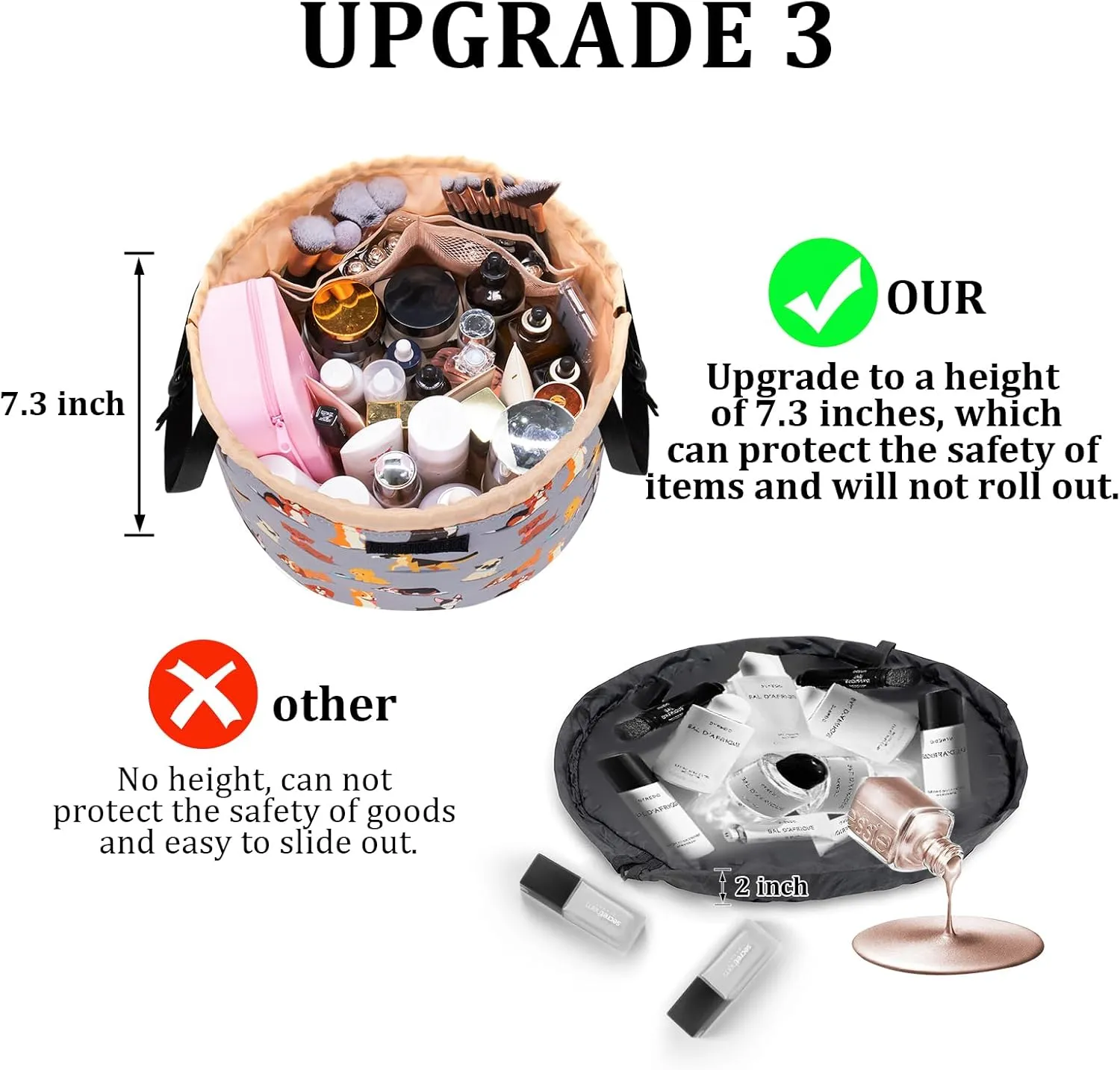 Large Barrel Drawstring Makeup Bag,Travel Makeup Bag,Portable Cosmetic Bag Make Up Organizer Bag for Travel Accessories Essentials and Hair Product,Gifts for Women Girls(dog makeup bag)