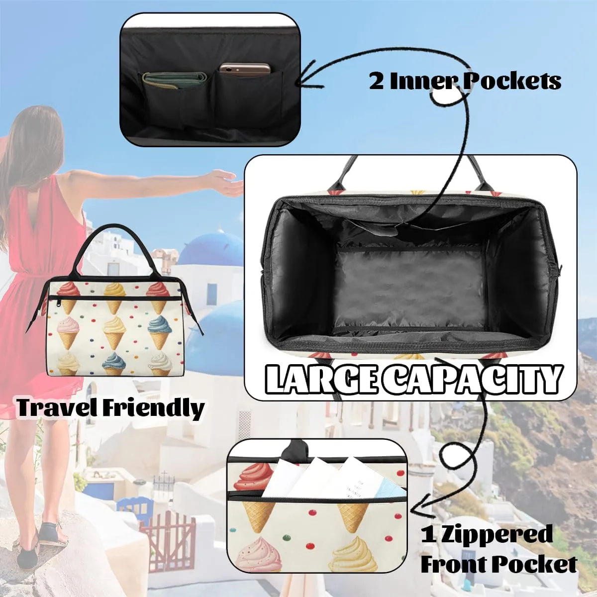 Large Tote Bag for Women with Zipper, Work Gym Tote Nurse Dance Yoga Bag for Sport, Travel