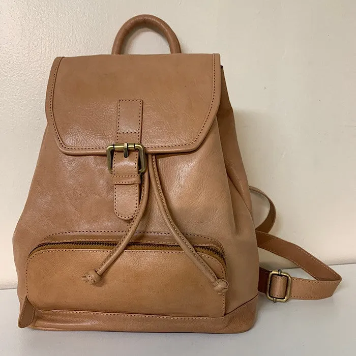 LEATHER HANDBAG CAMEL COLOURED URBAN BACKPACK