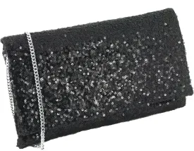 LONI Womens Sparkly Sequin Party Evening Clutch Shoulder Bag