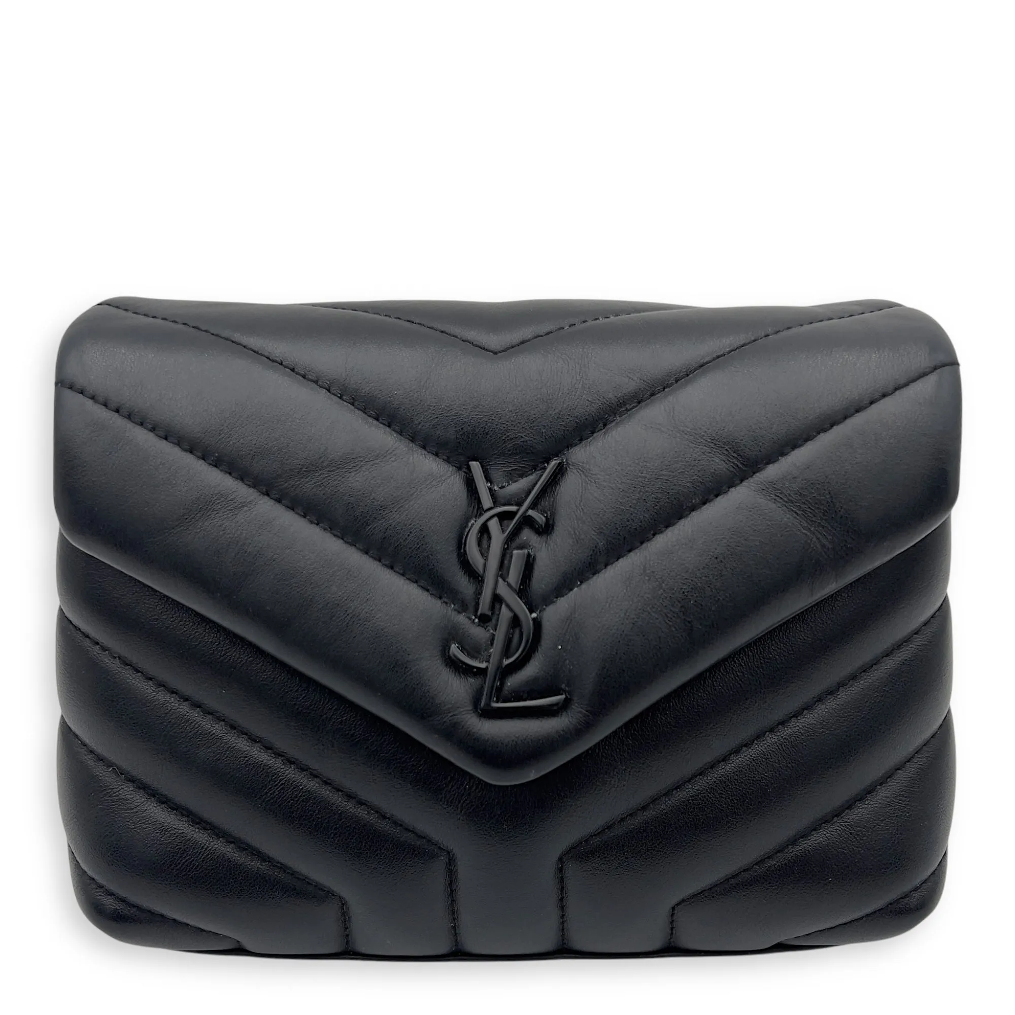 Loulou Shoulder Bag Black in Calfskin, Acetate hardware