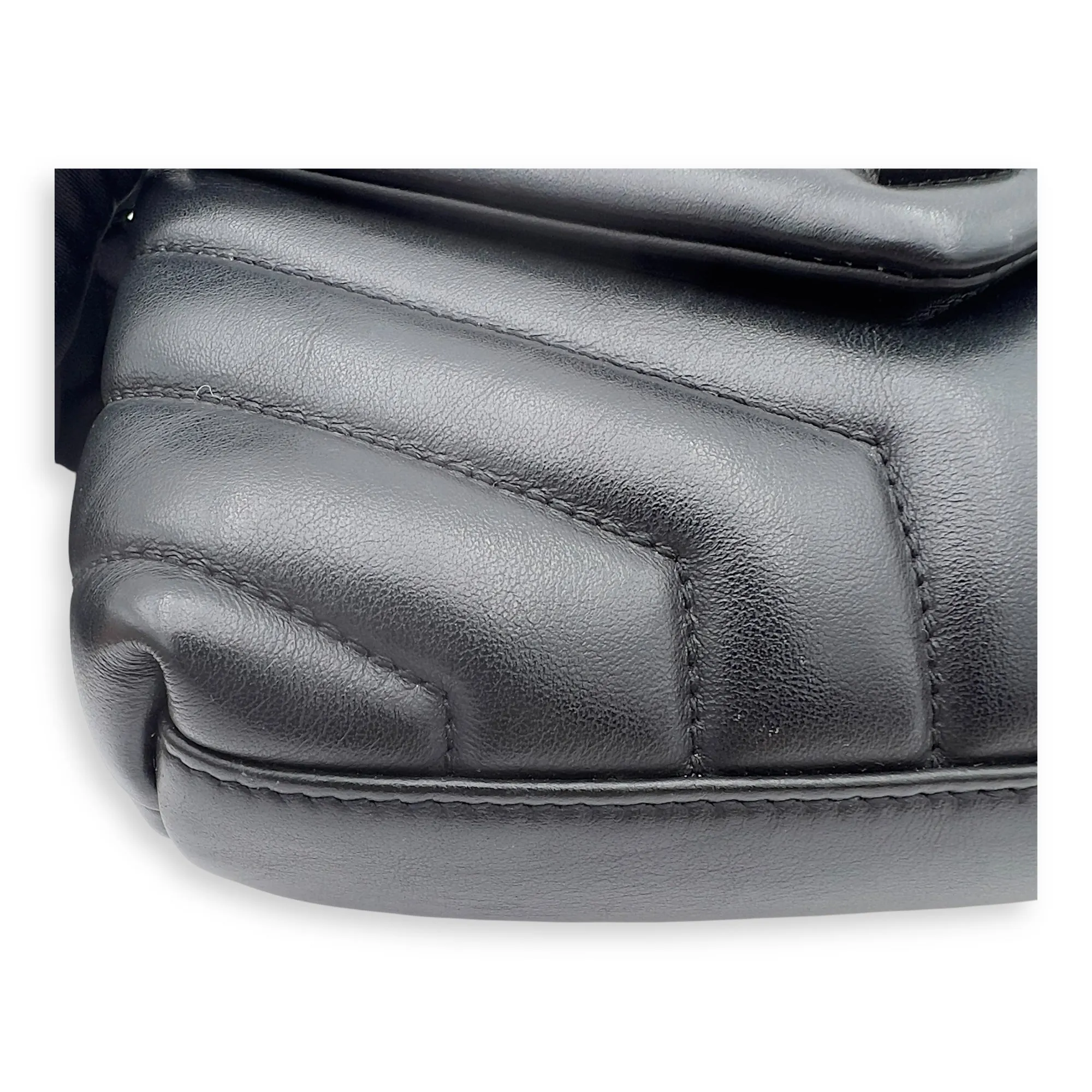 Loulou Shoulder Bag Black in Calfskin, Acetate hardware