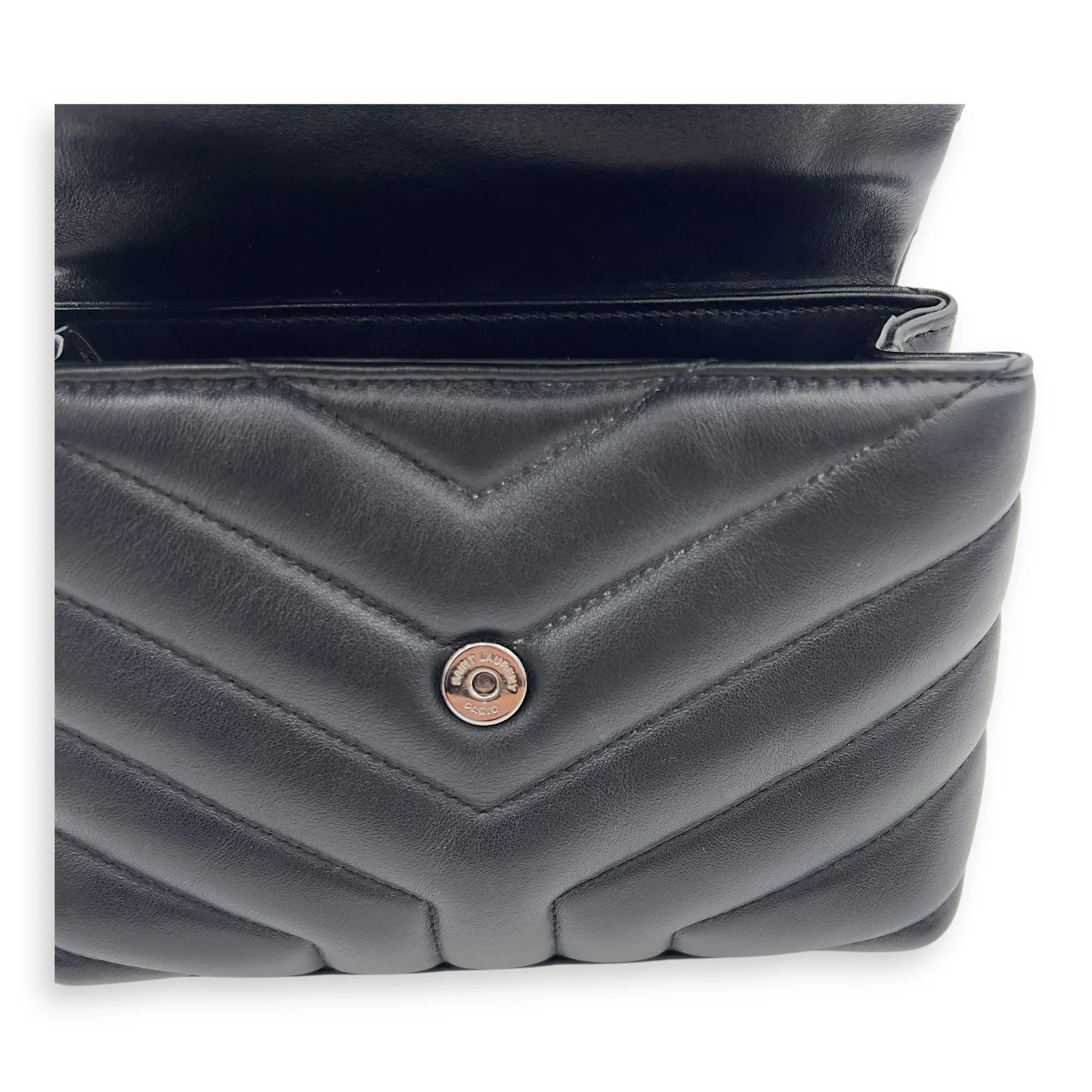 Loulou Shoulder Bag Black in Calfskin, Acetate hardware