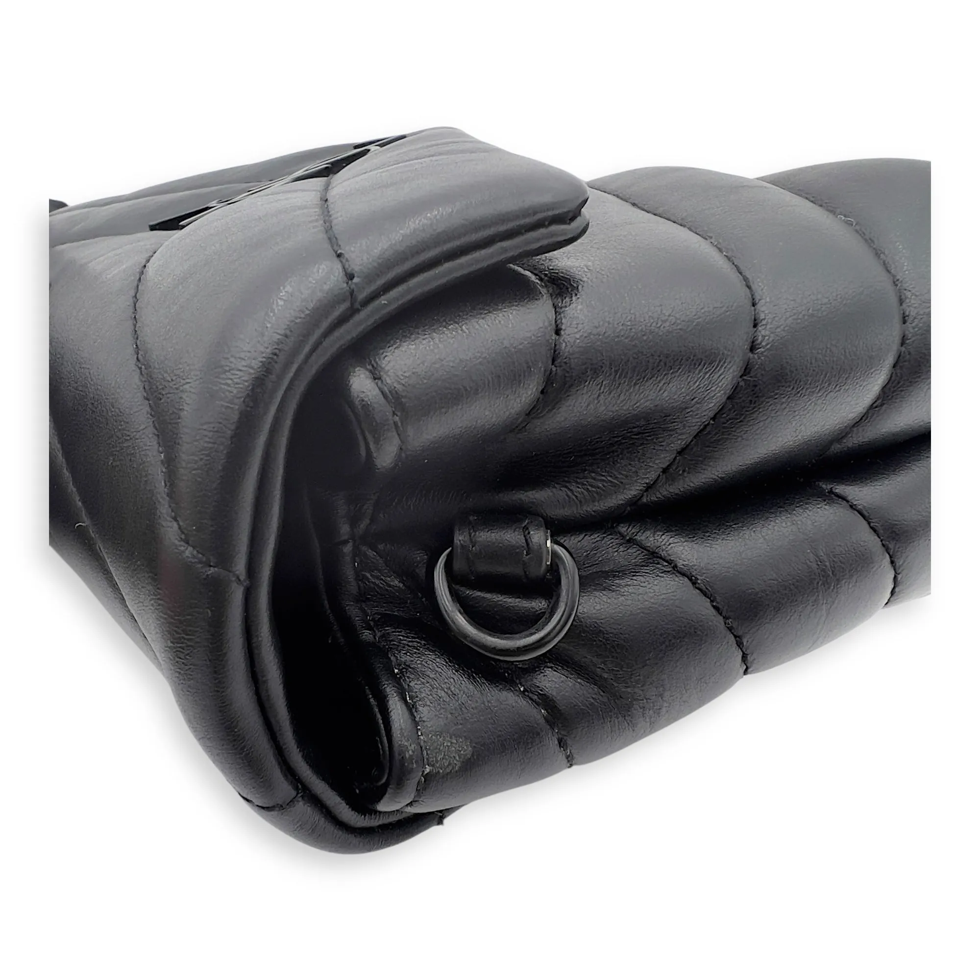 Loulou Shoulder Bag Black in Calfskin, Acetate hardware