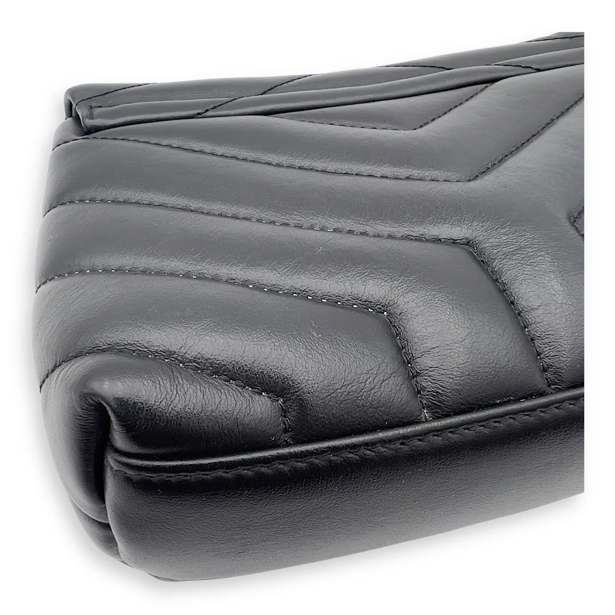 Loulou Shoulder Bag Black in Calfskin, Acetate hardware