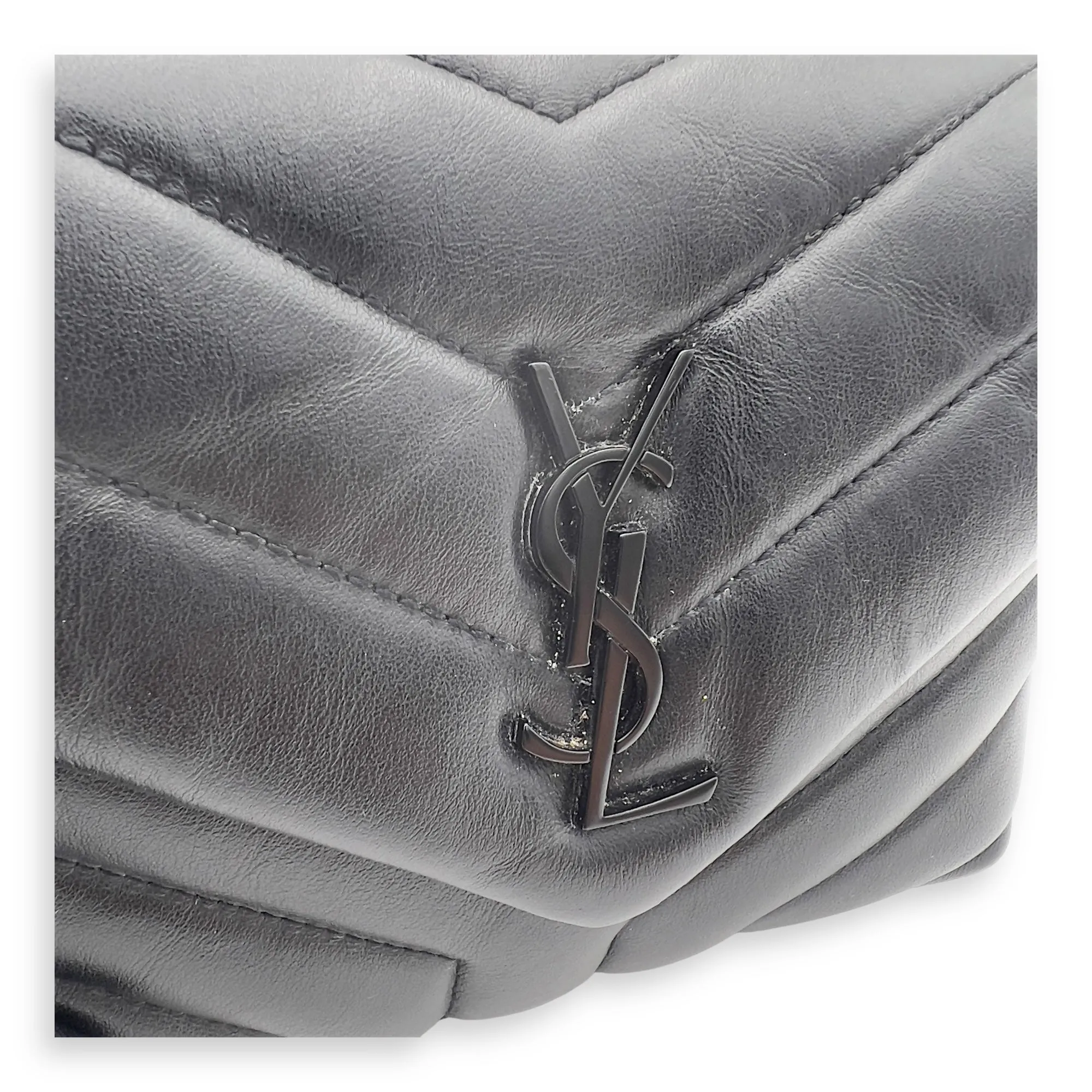 Loulou Shoulder Bag Black in Calfskin, Acetate hardware
