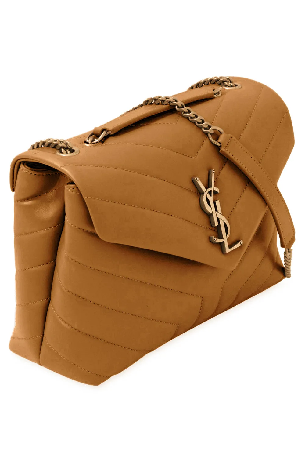 LOULOU SMALL FLAP BAG NATURAL DARK/GOLD