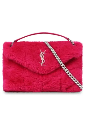 LOULOU SMALL SHEARLING PUFFER BAG | FUSCHIA