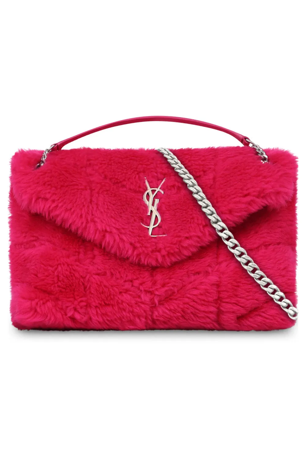 LOULOU SMALL SHEARLING PUFFER BAG | FUSCHIA