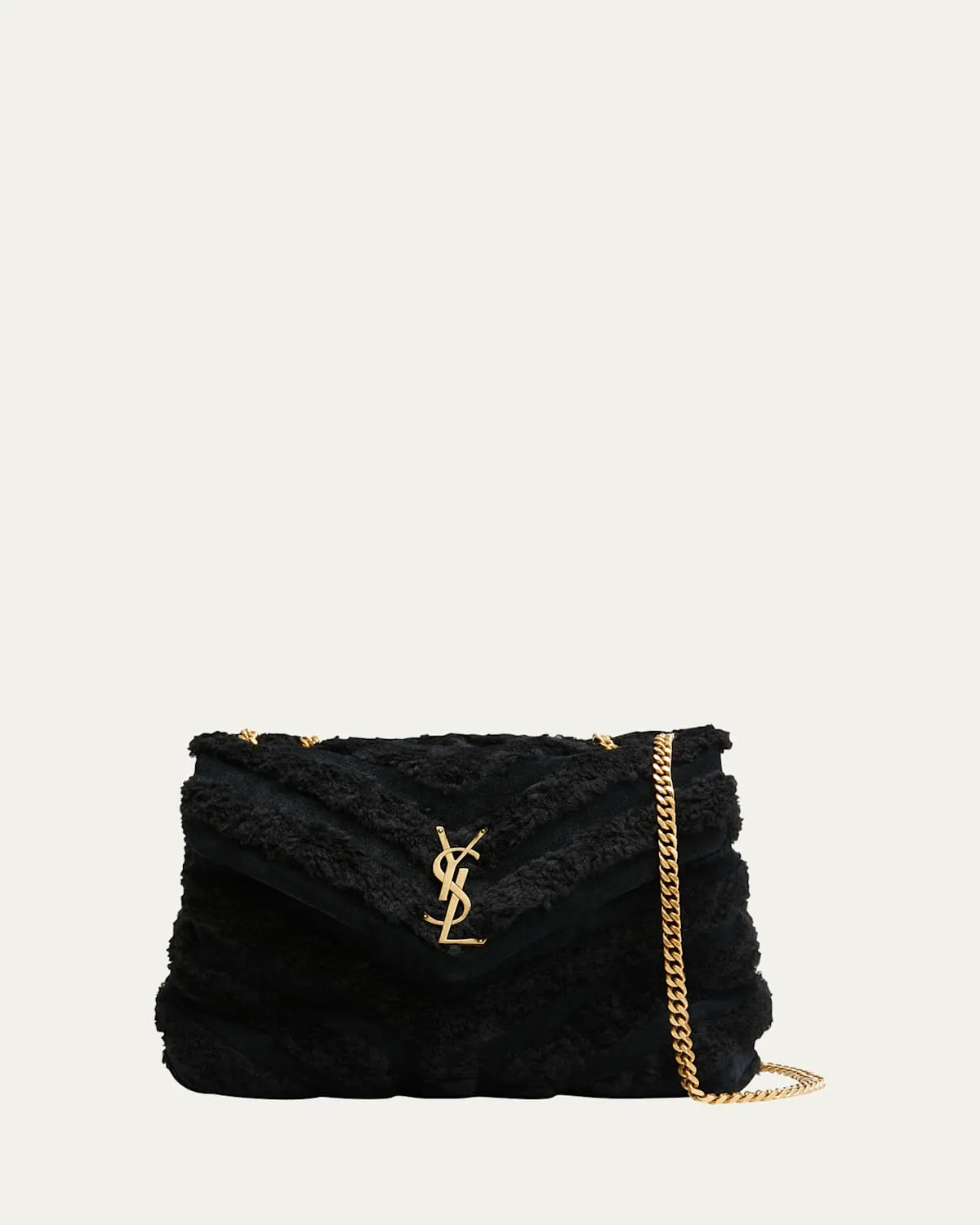 Loulou Small YSL Shearling Shoulder Bag