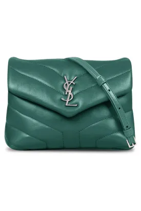 LOULOU TOY FLAP BAG ADJUSTABLE STRAP | GREEN FIELD/SILVER