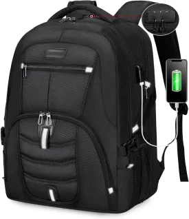 LOVEVOOK Travel Laptop Backpack Waterproof Anti Theft Backpack with Lock and USB Charging Port Large Computer Business Backpack for Men College Backpack (17 inch,Black-1