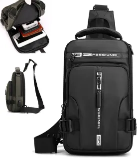 Luckyabow Waterproof Crossbody Bag, walking backpack Waterproof Sling Bag Crossbody Backpack For Men Women For Hiking (Black)
