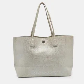 Metallic Grey Leather Perry Tote