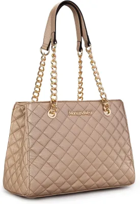 Montana West MEDIUM Tote Bag for Women Quilted Chain Handbags Shoulder Purse