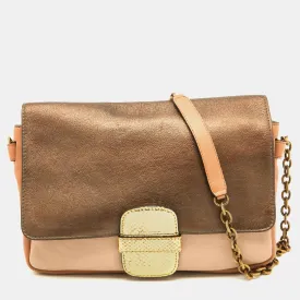 Multicolor Leather and Watersnake Leather Flap Shoulder Bag
