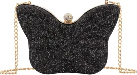 Naimo Womens Butterfly Clutch Bag Glitter Evening Bag Mini Handbag Sparkly Shoulder Chain Purse