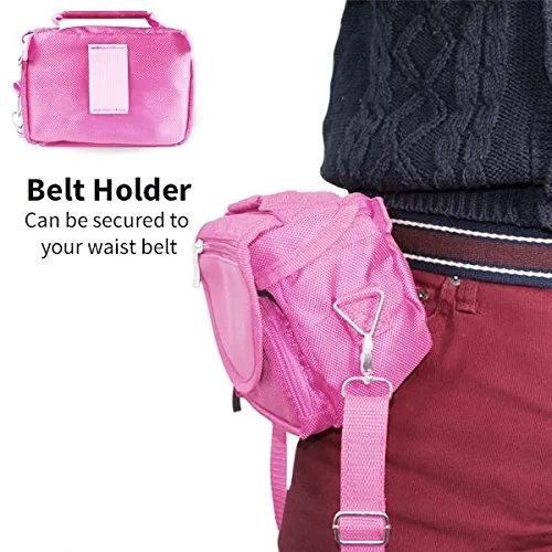 Orzly® - Game & Console Travel Bag for Sony PSP Consoles (GO/VITA/1000/2000/3000) Has Special Compartments for Games & Accessories. Bag Includes Shoulder Strap   Carry Handle   Belt Loop - Pink