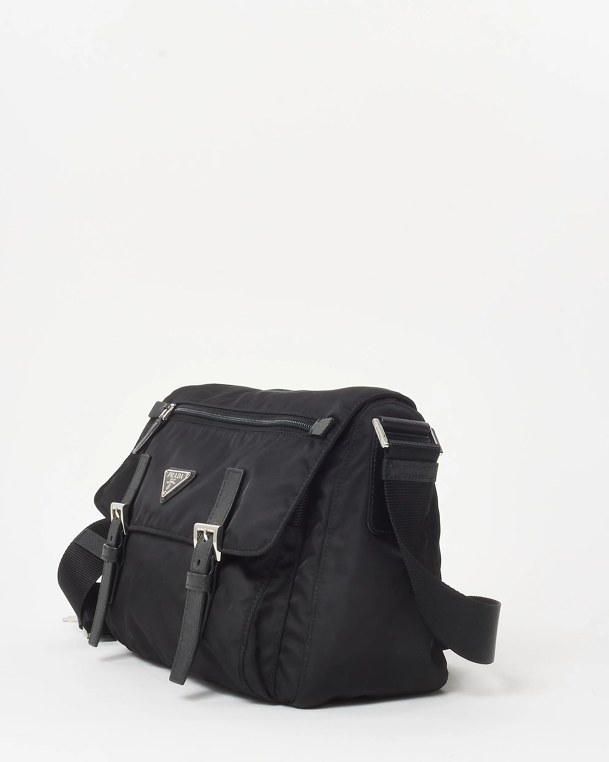 Prada Black Re-Nylon Buckle Crossbody Bag with Re-edition Strap