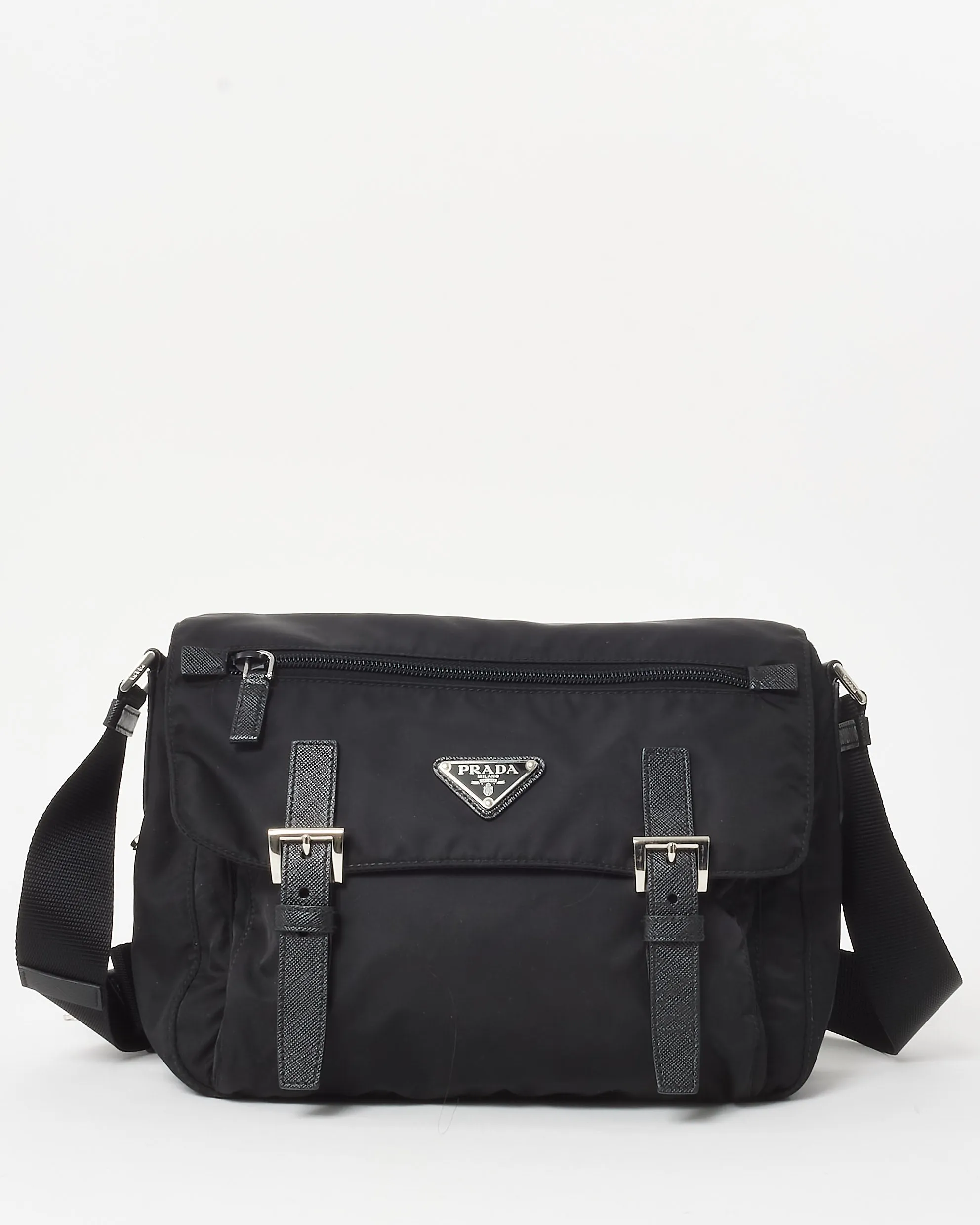 Prada Black Re-Nylon Buckle Crossbody Bag with Re-edition Strap