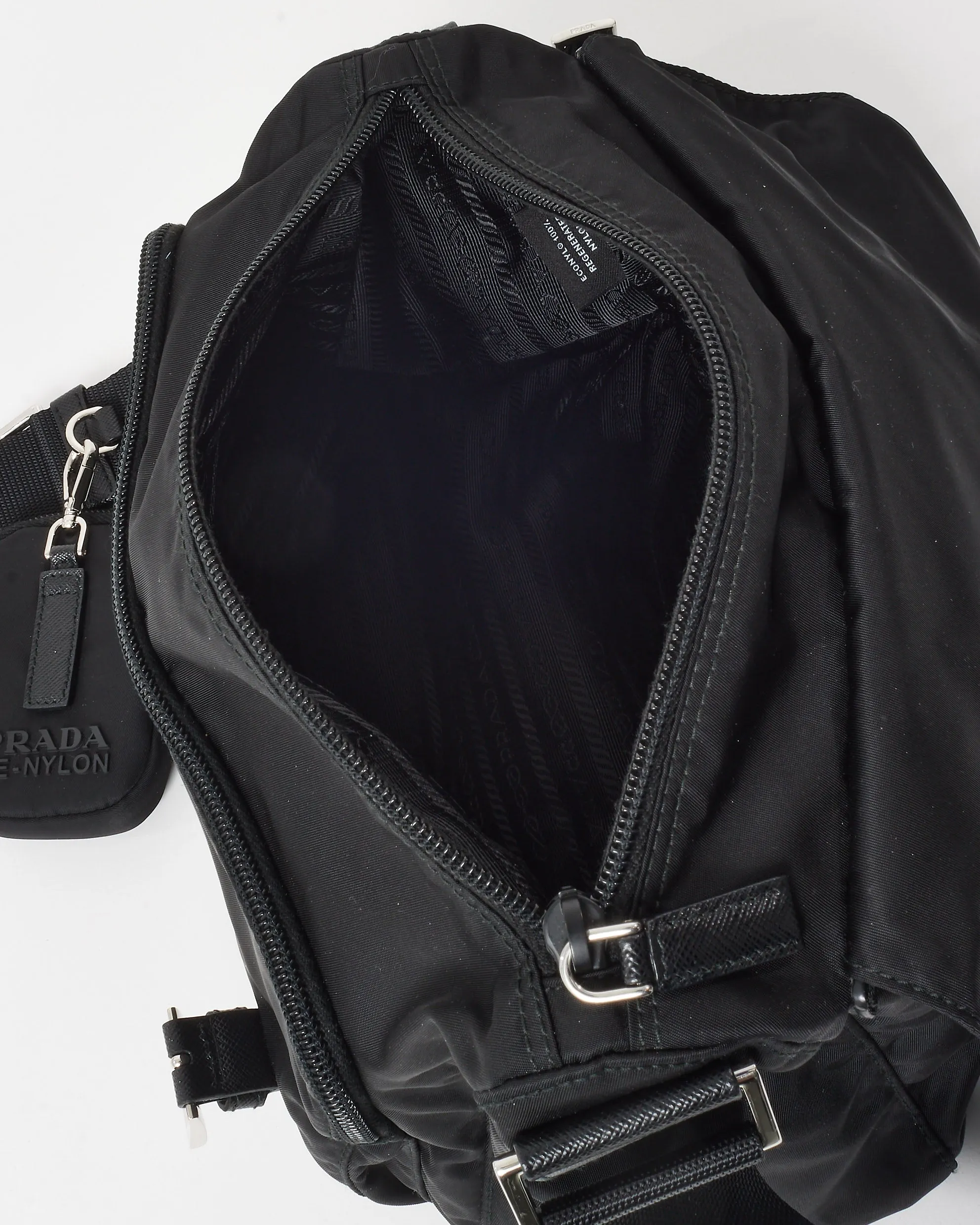 Prada Black Re-Nylon Buckle Crossbody Bag with Re-edition Strap