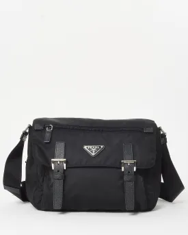 Prada Black Re-Nylon Buckle Crossbody Bag with Re-edition Strap