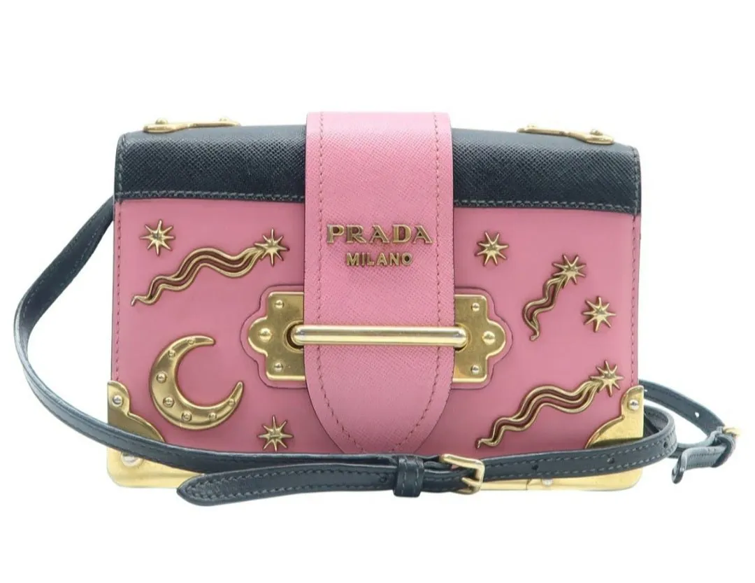 Prada Cahier Black & Pink Leather Shoulder Bag