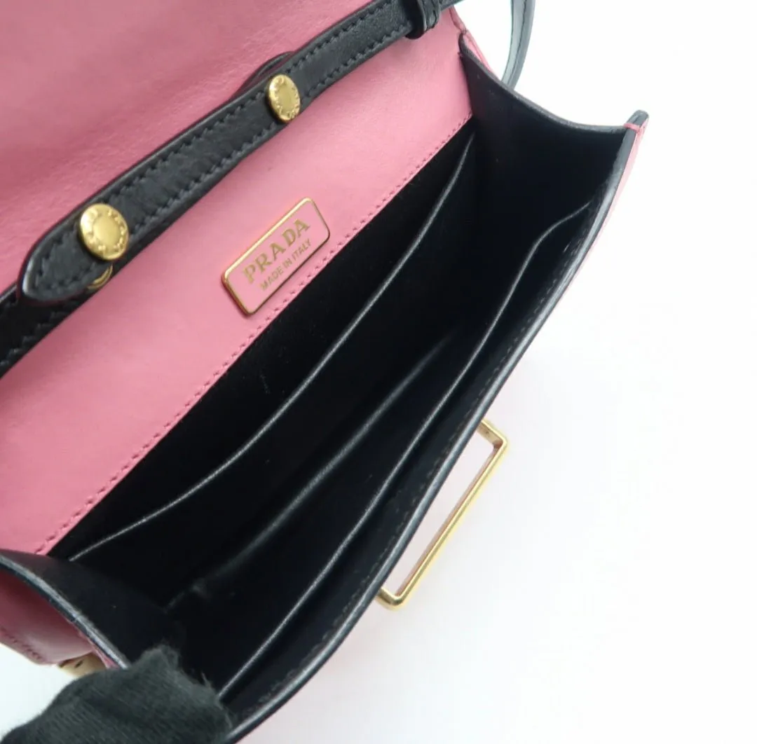 Prada Cahier Black & Pink Leather Shoulder Bag