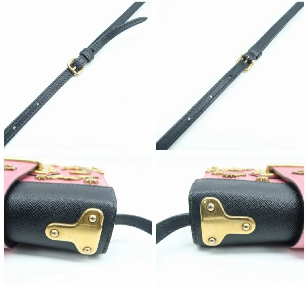 Prada Cahier Black & Pink Leather Shoulder Bag
