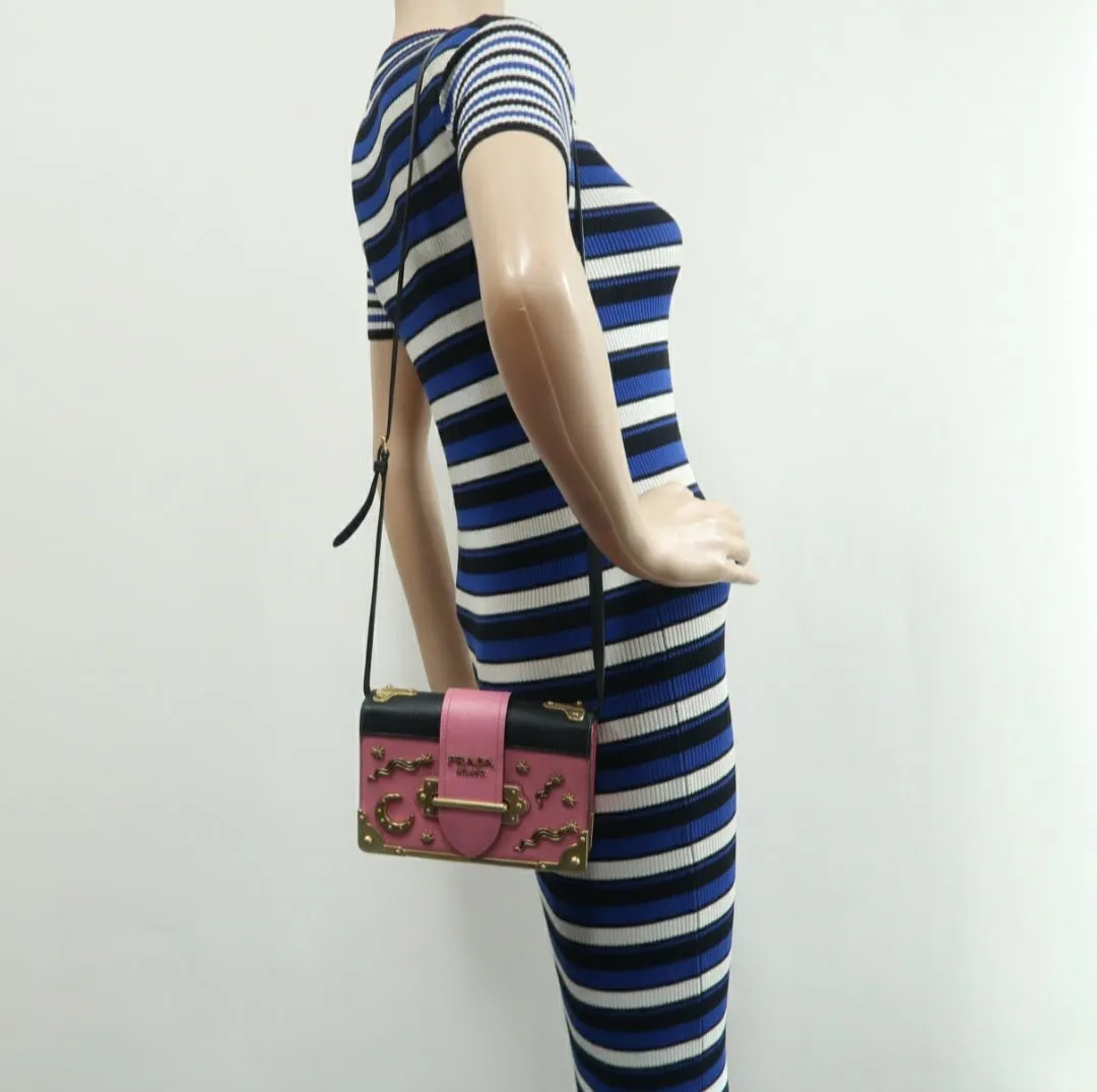 Prada Cahier Black & Pink Leather Shoulder Bag