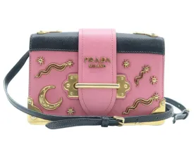 Prada Cahier Black & Pink Leather Shoulder Bag