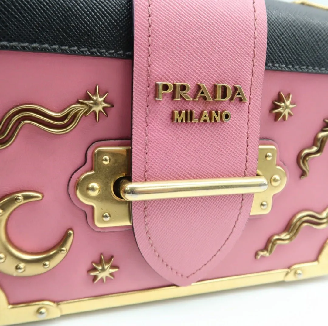 Prada Cahier Black & Pink Leather Shoulder Bag