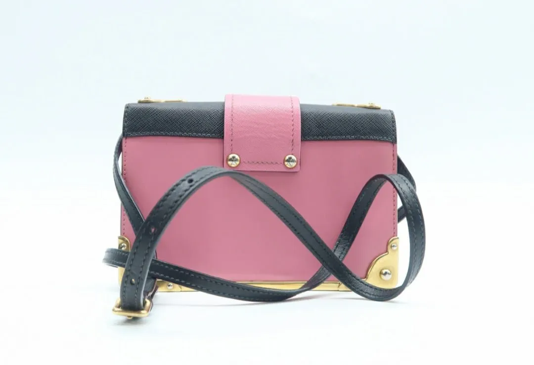 Prada Cahier Black & Pink Leather Shoulder Bag