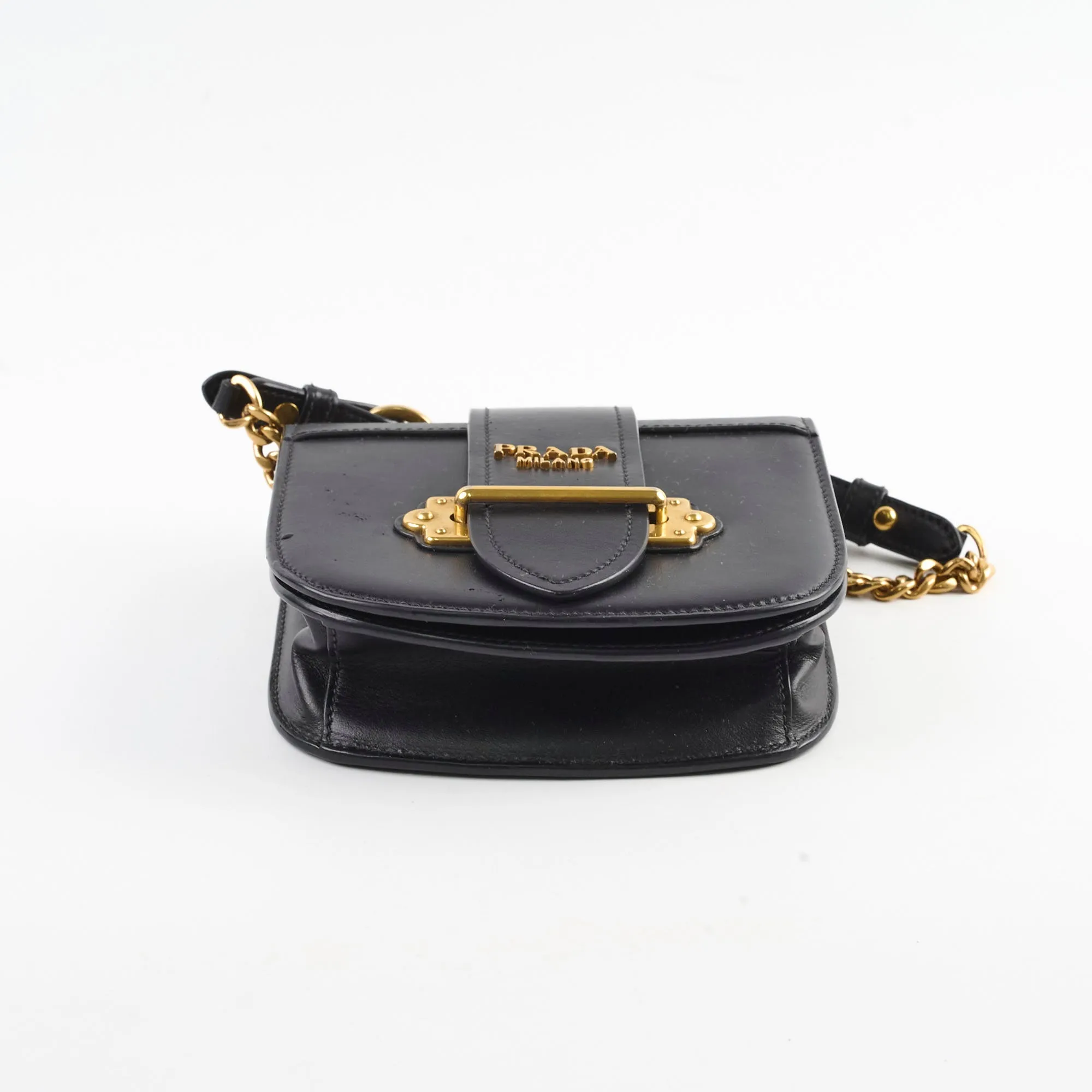 Prada Cahier Curved Crossbody Bag Black
