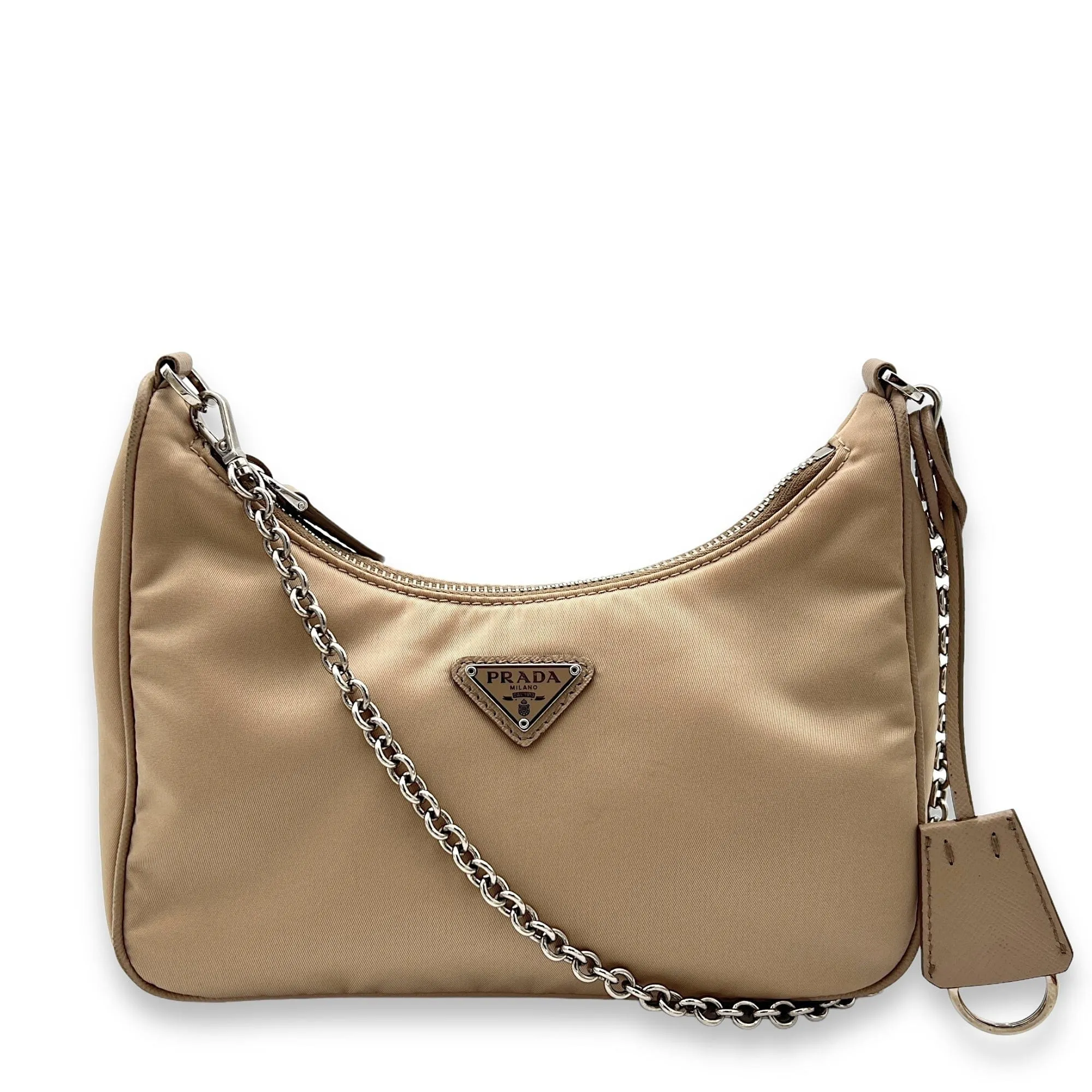 Prada Re-Edition 2005 Beige Crossbody Bag in Re-Nylon, Silver hardware C2409-000824DT