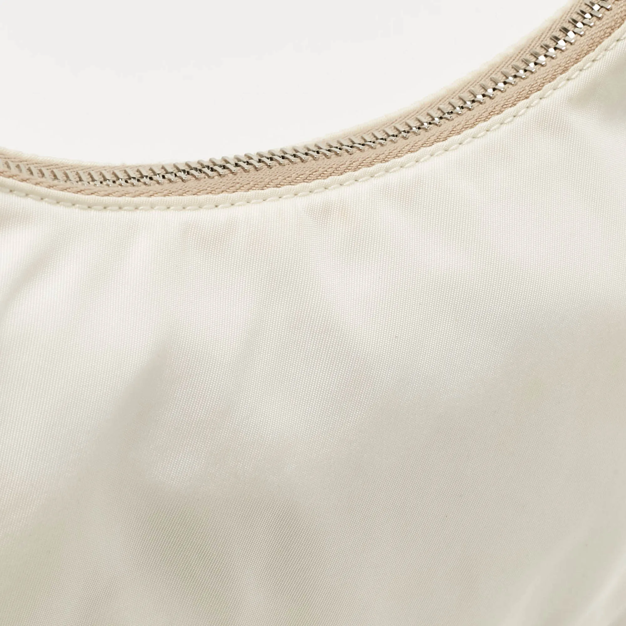 Prada White Nylon And Leather Re-Edition 2005 Baguette Bag