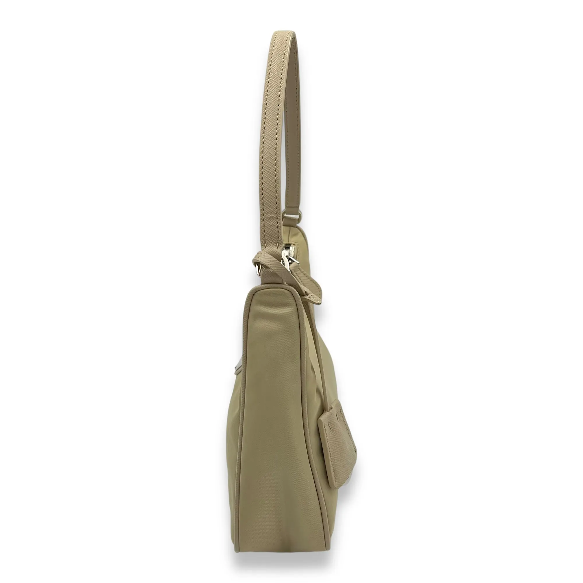 Re-Edition 2005 Shoulder Bag Beige in Nylon, Silver hardware