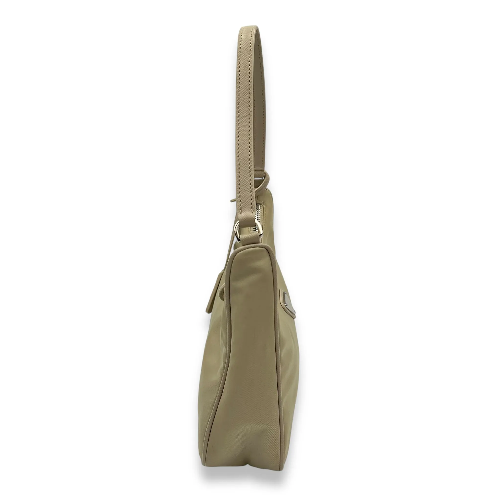 Re-Edition 2005 Shoulder Bag Beige in Nylon, Silver hardware