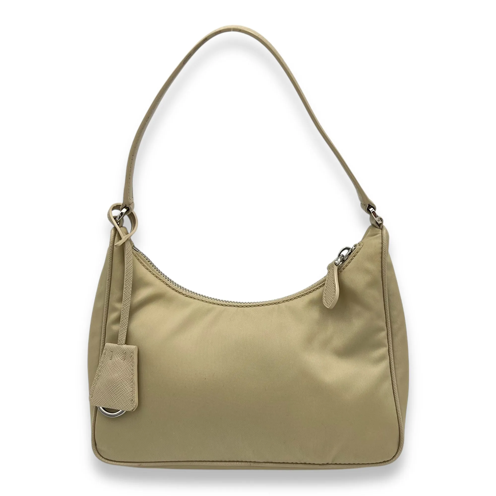 Re-Edition 2005 Shoulder Bag Beige in Nylon, Silver hardware