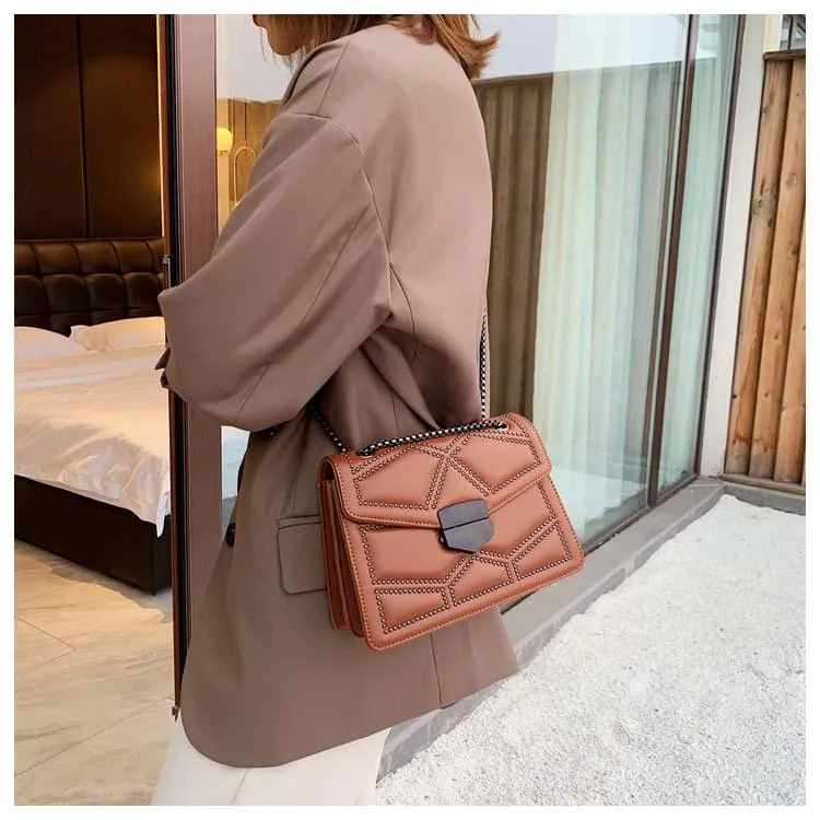 Rivet Chain Small Shoulder Bag with Studs