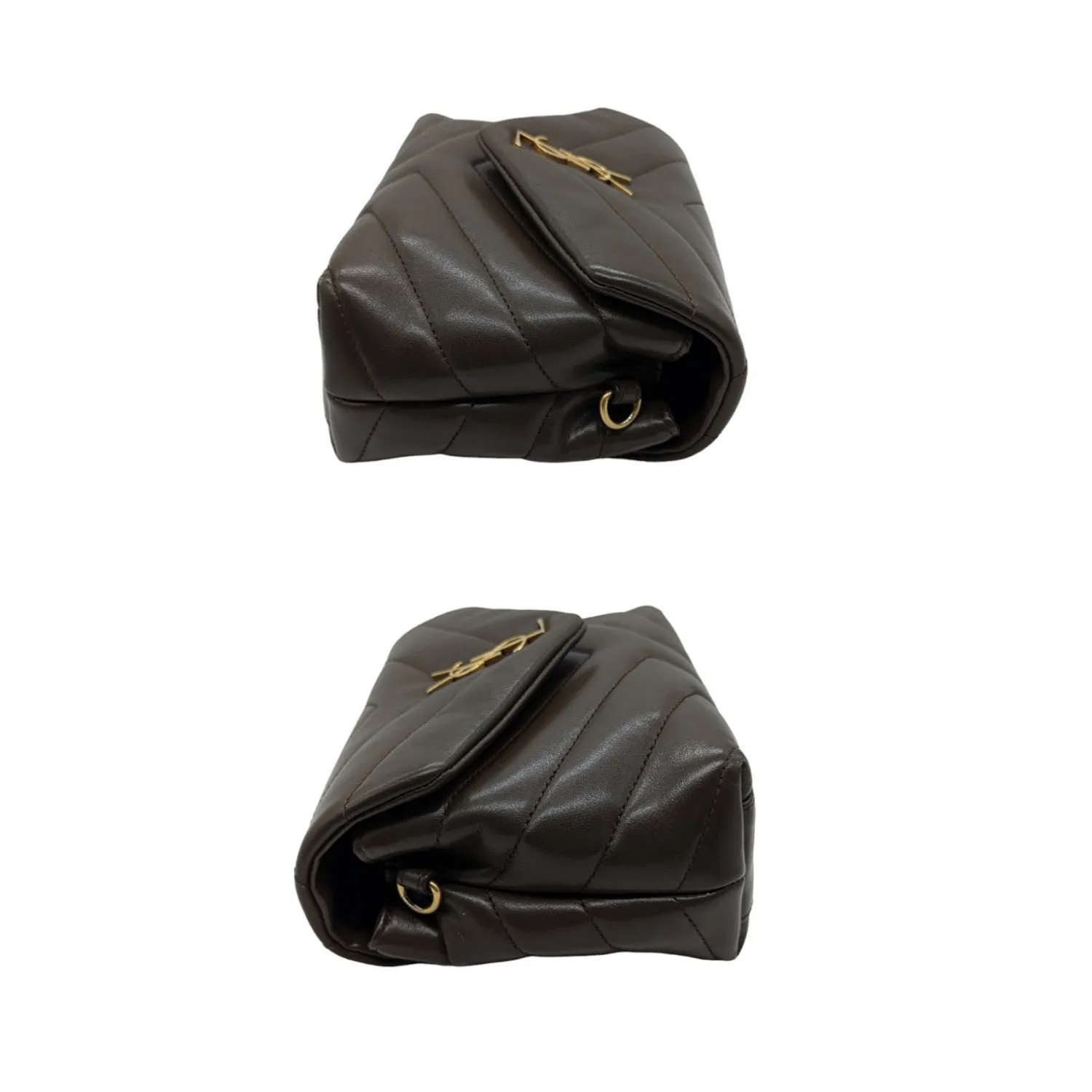 Saint Laurent Brown Toy Loulou Matelassé Crossbody