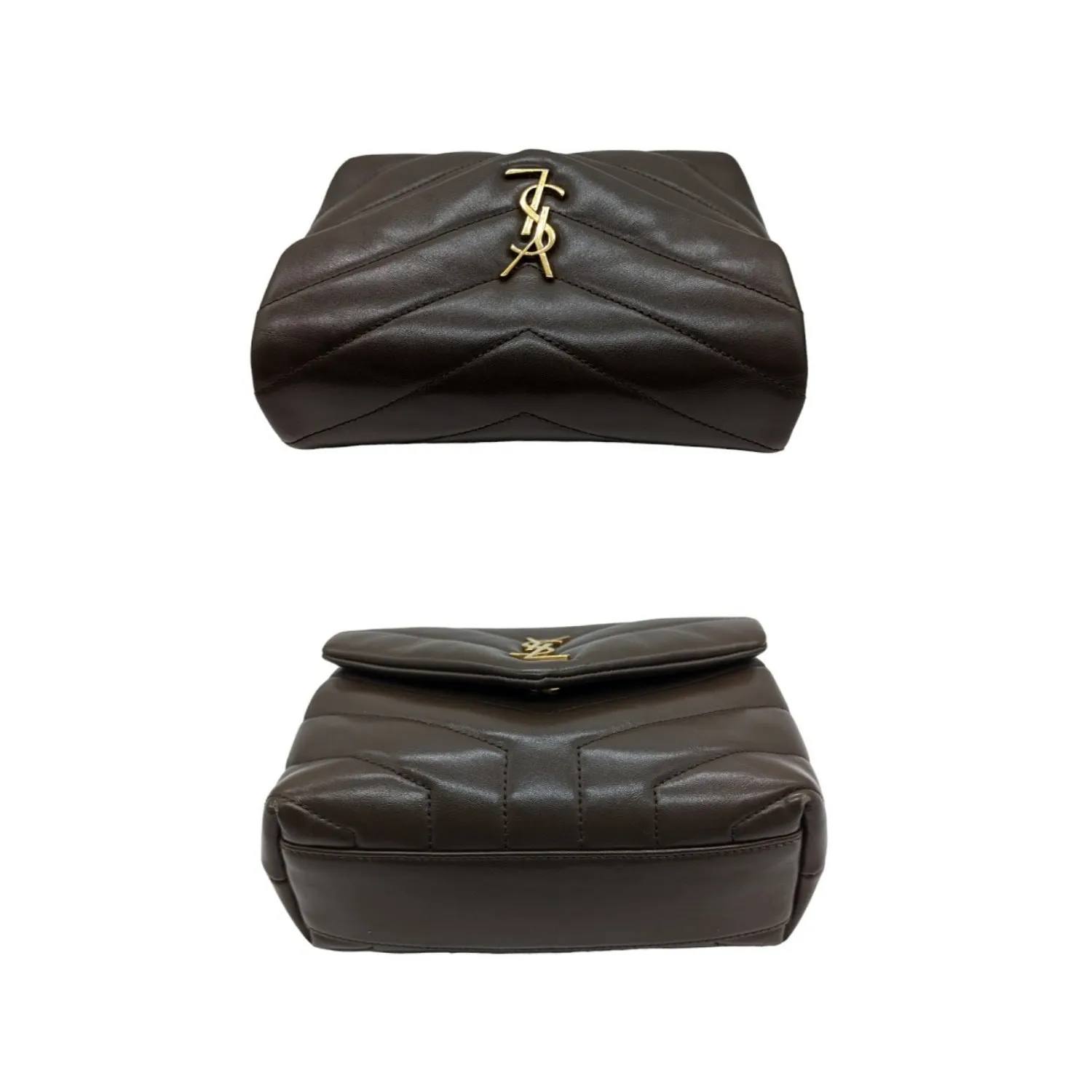 Saint Laurent Brown Toy Loulou Matelassé Crossbody