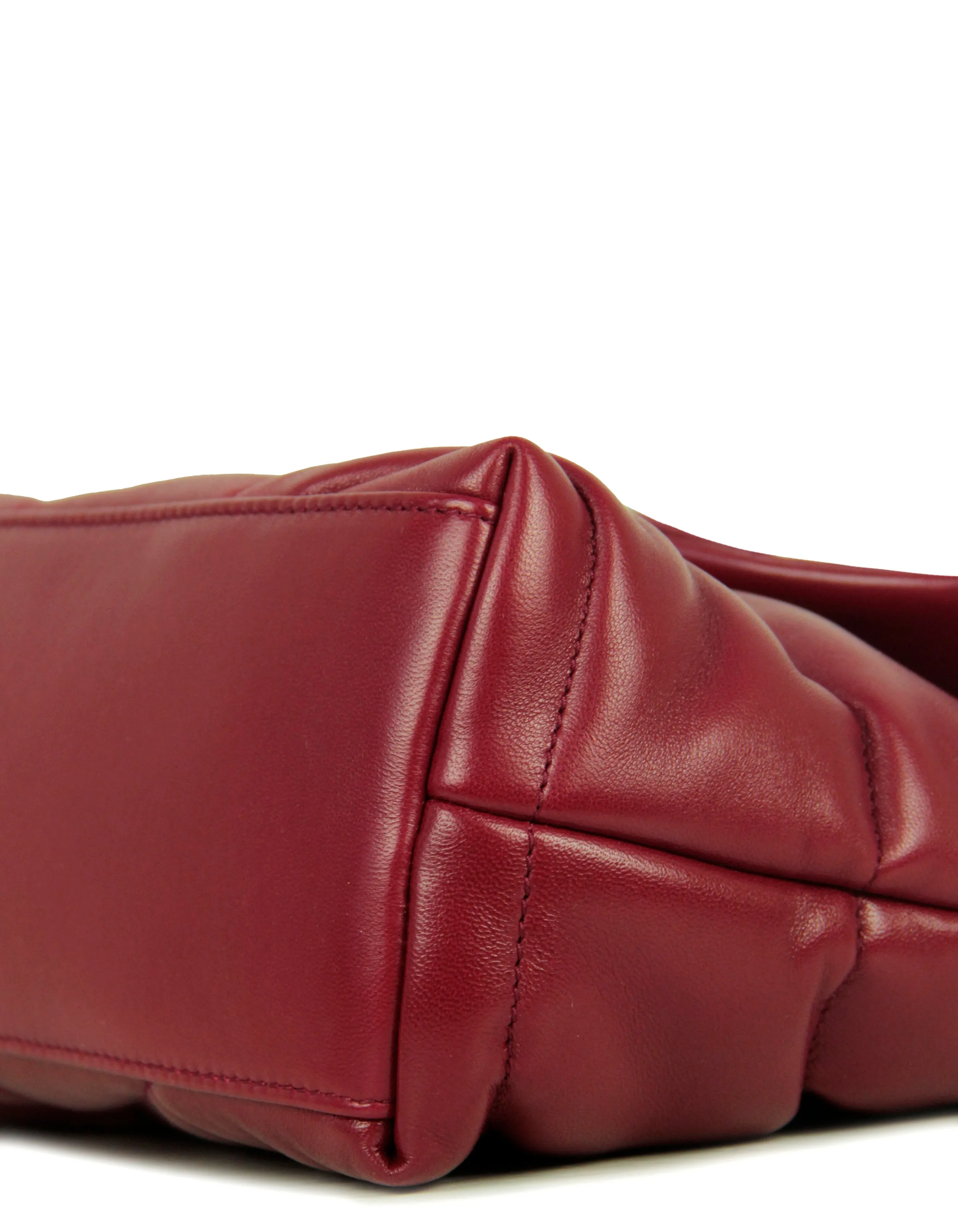 Saint Laurent Burgundy Leather Small Loulou Puffer Bag