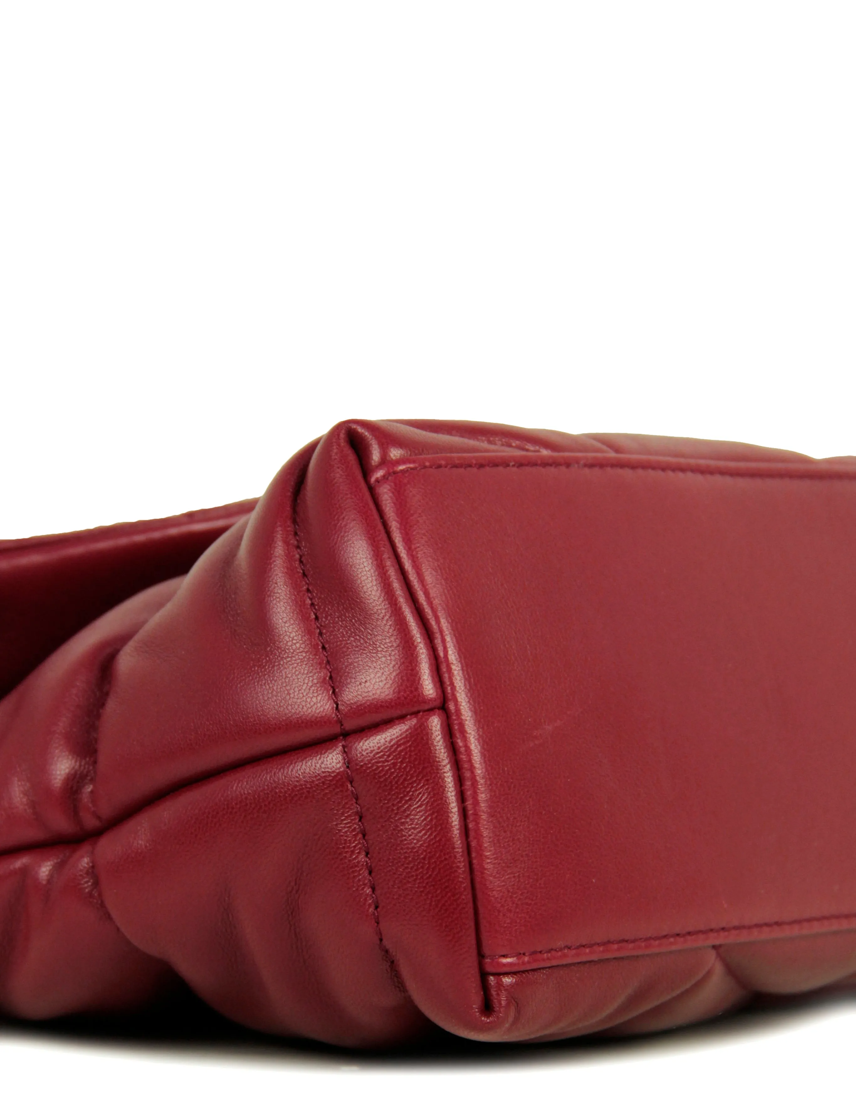 Saint Laurent Burgundy Leather Small Loulou Puffer Bag