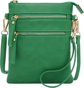 Solene Small Crossbody Bag for Women, Multi Zip Pockets with Detachable Wristlet, Lightweight Travel Purse, Cell Phone Pouch