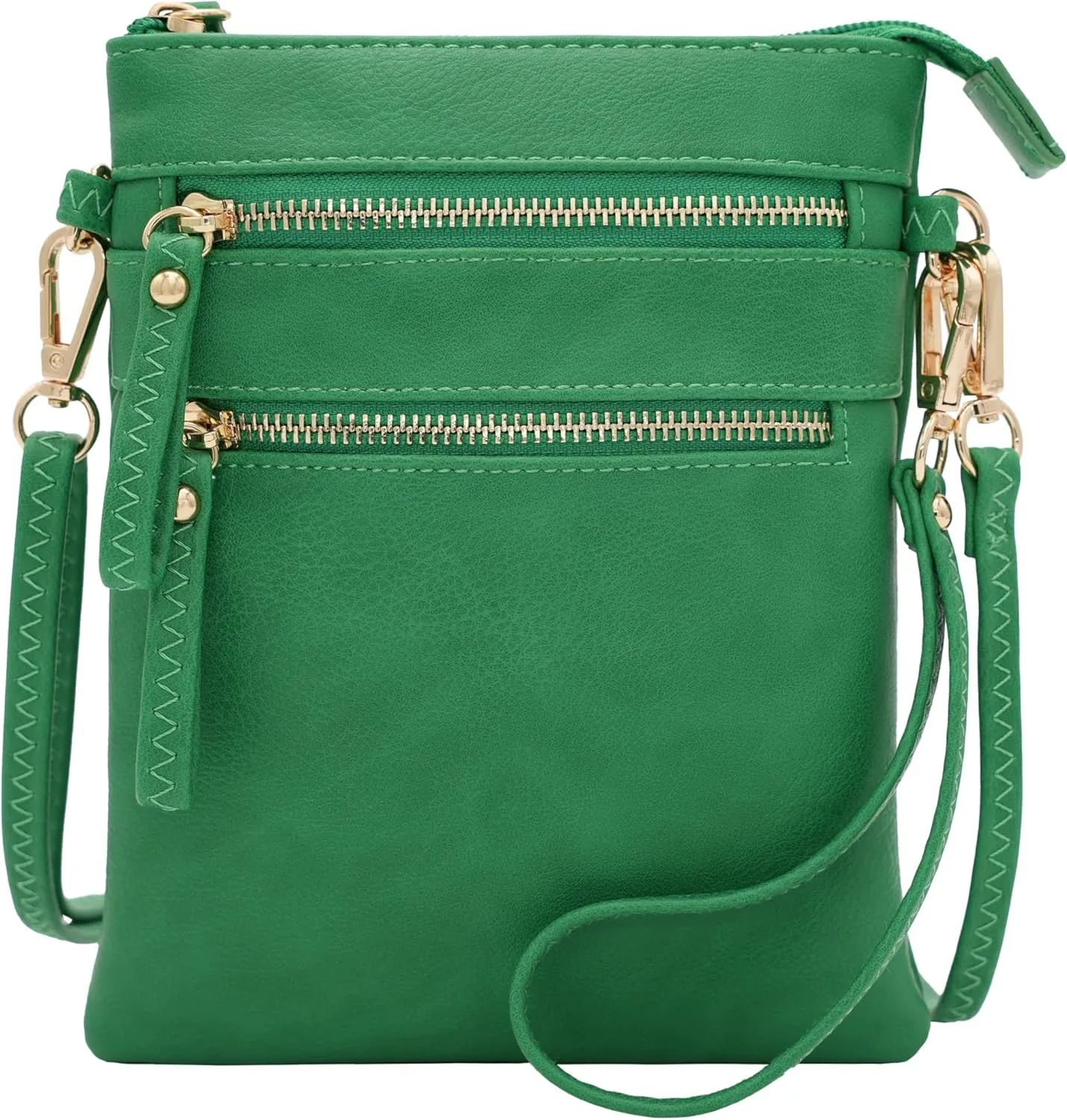 Solene Small Crossbody Bag for Women, Multi Zip Pockets with Detachable Wristlet, Lightweight Travel Purse, Cell Phone Pouch