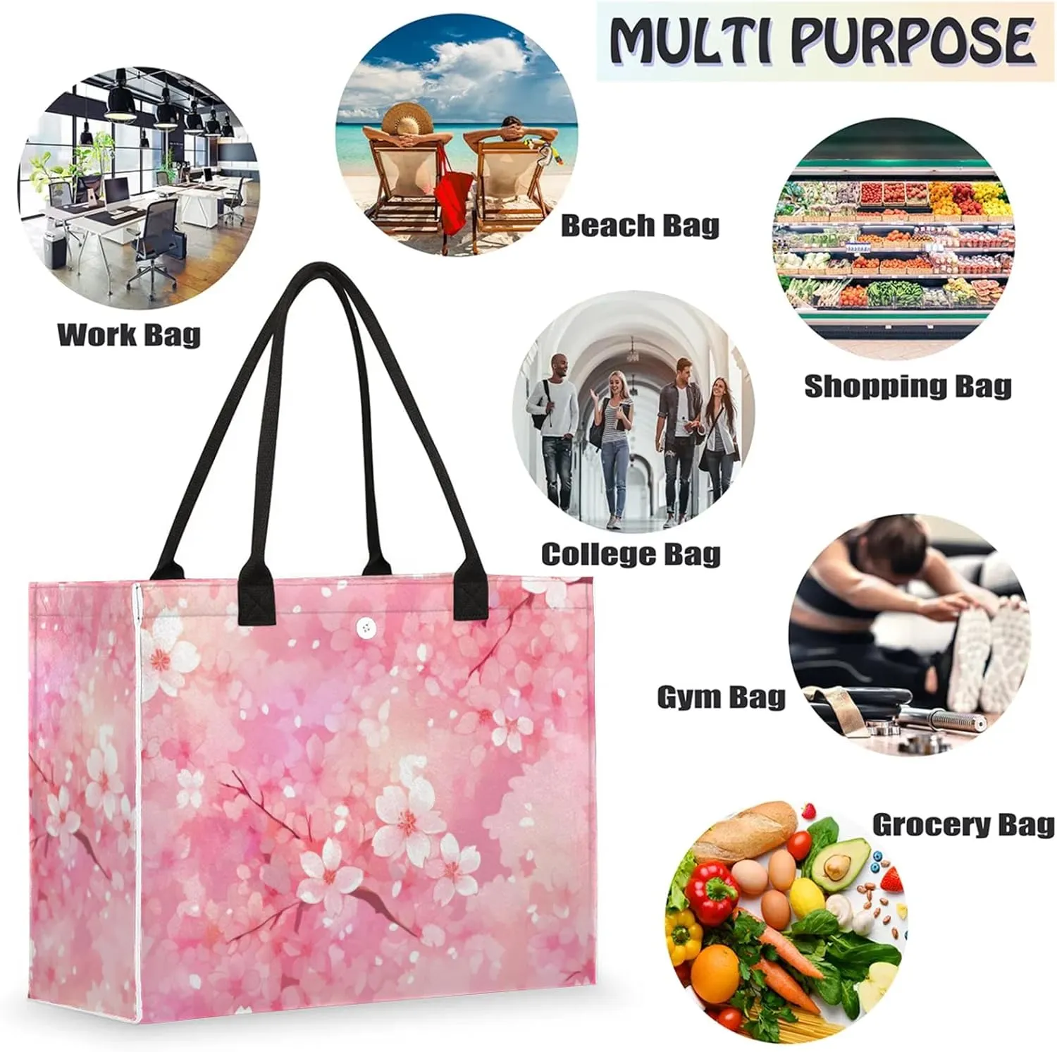 Tote Bag for Women Reusable Canvas Shoulder Bag