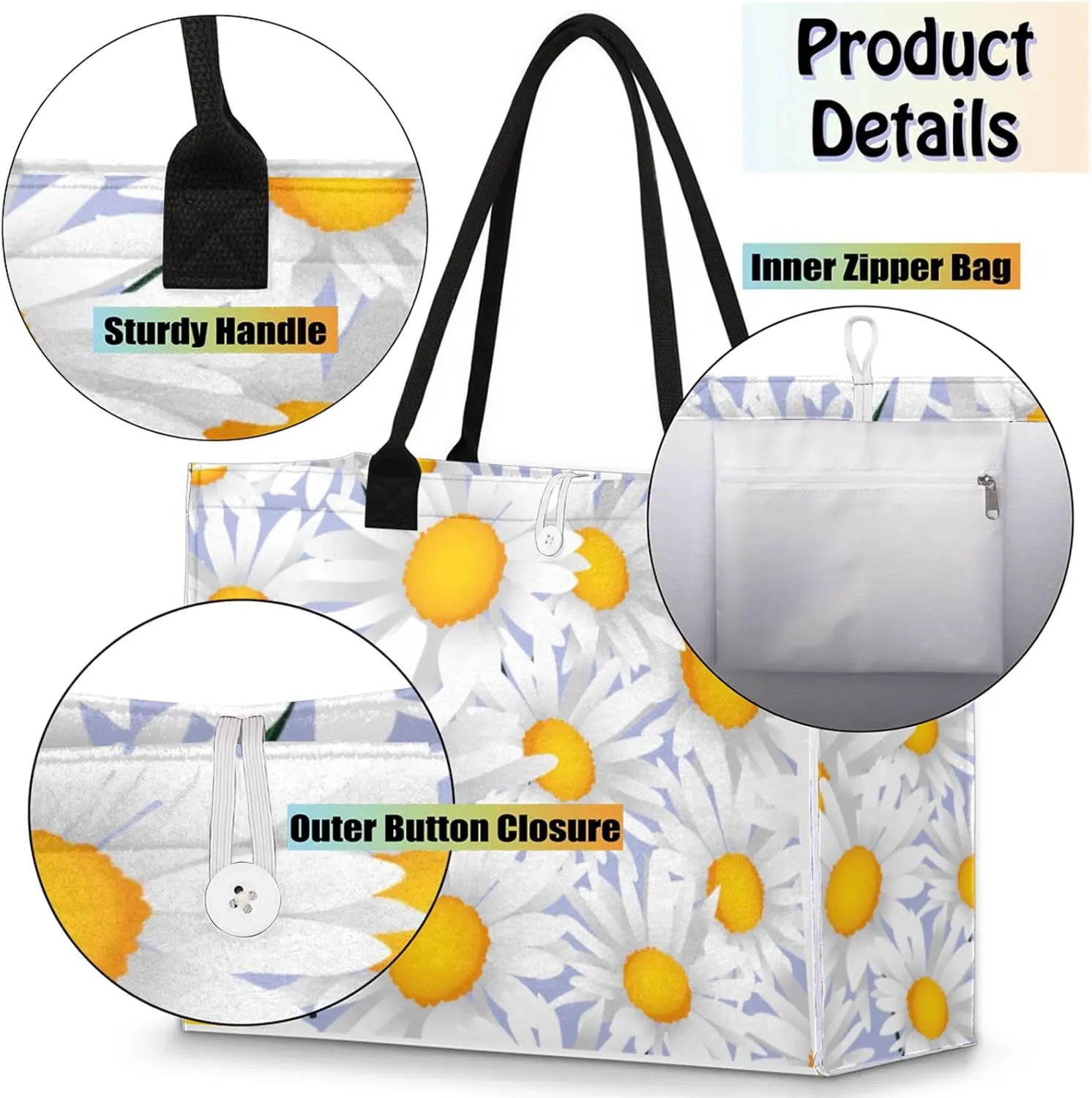 Tote Bag for Women Reusable Canvas Shoulder Bag