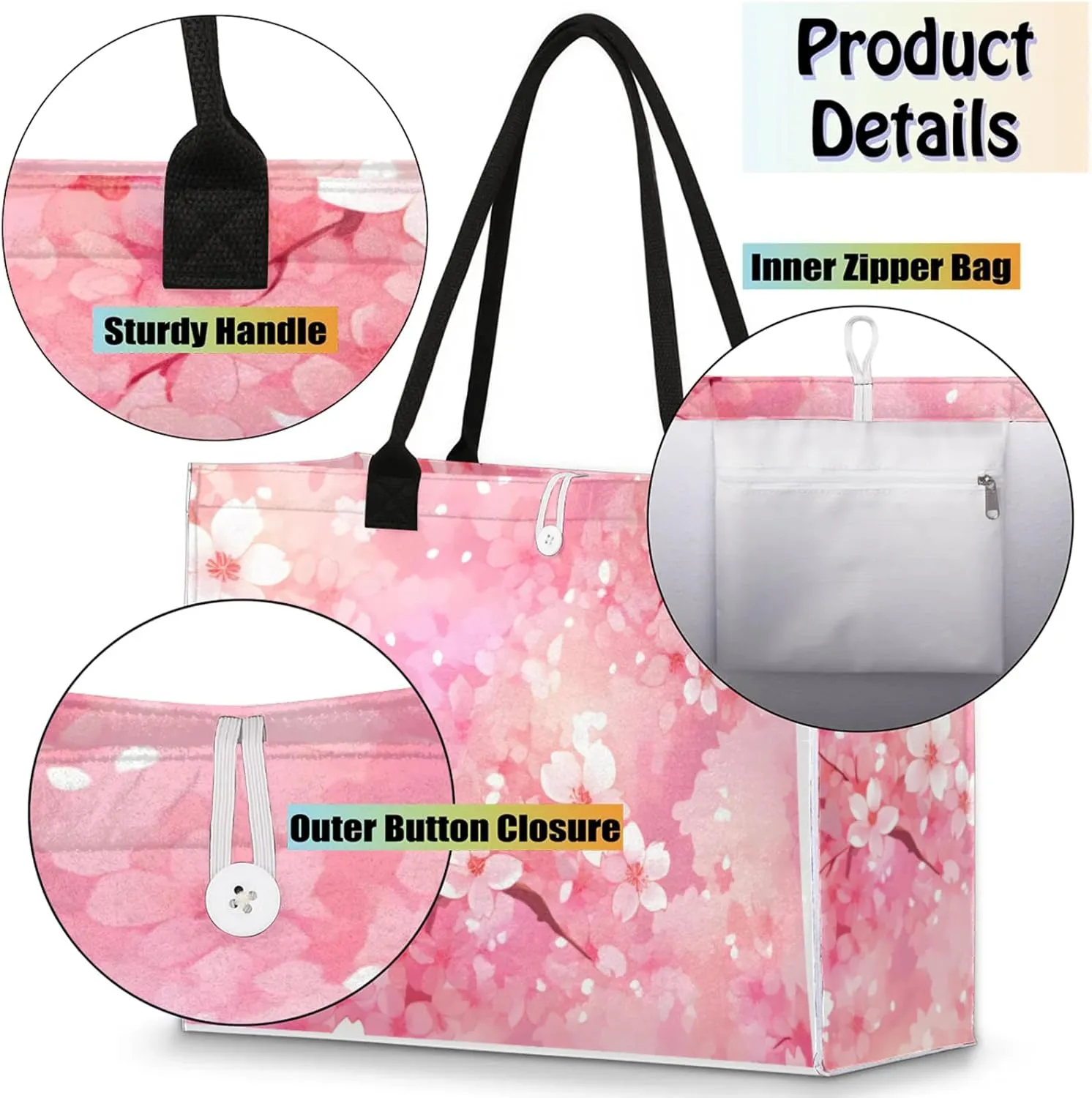 Tote Bag for Women Reusable Canvas Shoulder Bag
