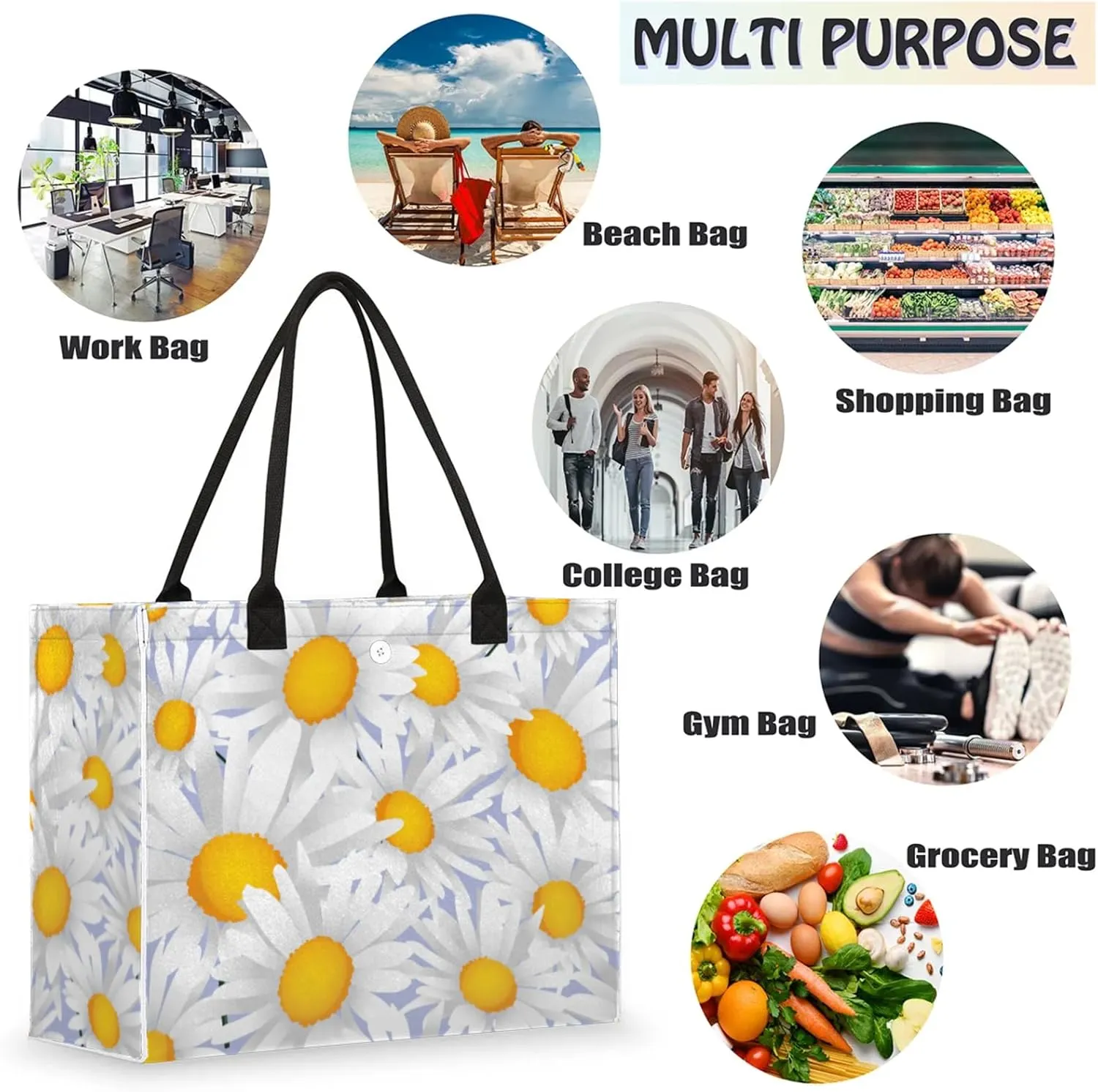 Tote Bag for Women Reusable Canvas Shoulder Bag